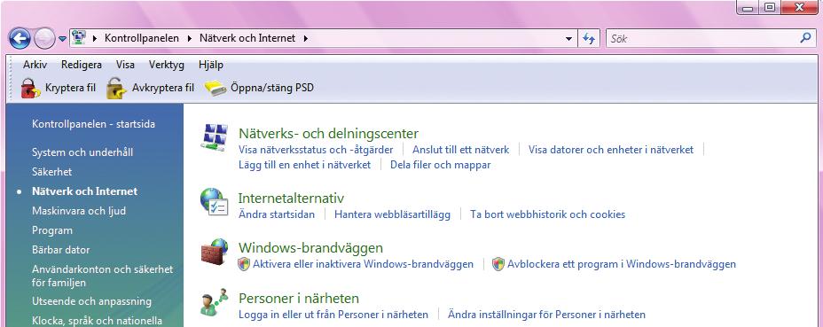 // inställningar för Windows Vista (med fast IP) 7 Tryck på Start-knappen. Välj Kontrollpanelen (Control Panel). (I vissa fall måste du gå via Inställningar (Settings) för att nå Kontrollpanelen.