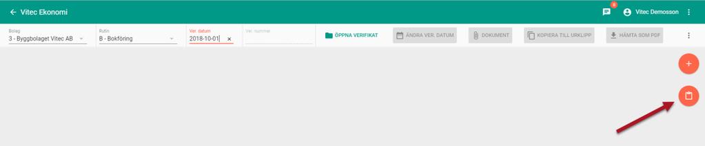 Nyhetsdokument Vitec Ekonomi Version x.67 okt 2018 Klistra in från Excel Om du har underlag för din verifikation i Excel kan du klistra in det i verifikationen.