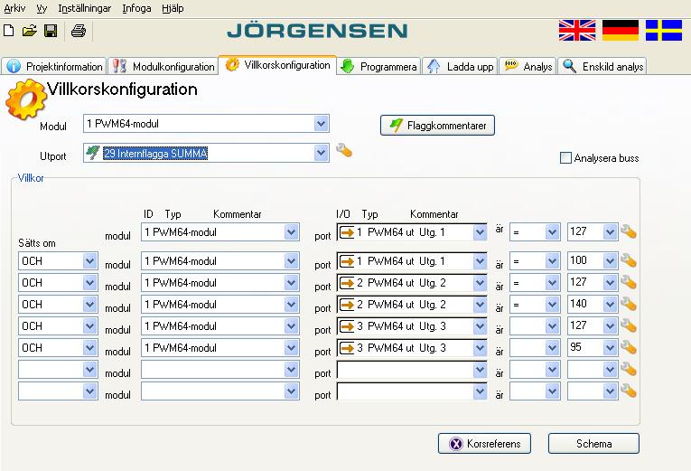 Specialflaggor V3.5 och högre PWM moduler version 3.5 och högre har möjlighet till flera förarval styrda från PWM modulens internflaggor 30,31,32.