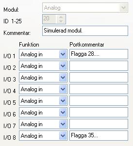 För att aktivera funktionen skall PWM-64 modulen ha kommentaren SIM,mm,ff mm är simulerad CAN-buss ID och ff första flaggan samt därefter 7 flaggor