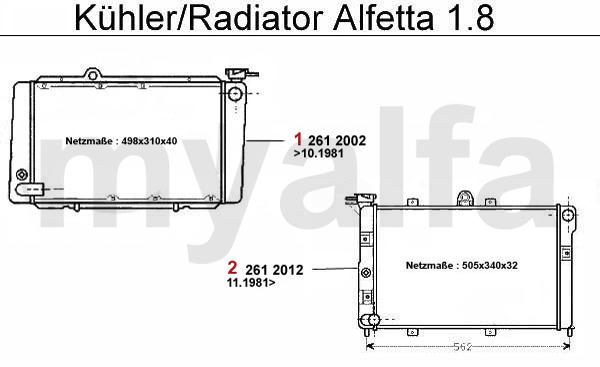 1 2612002 Motorkühler Alfetta 1.6/1.8 Bj. 75-84,2.0 Bj. 77-84,GTV (116) 2.