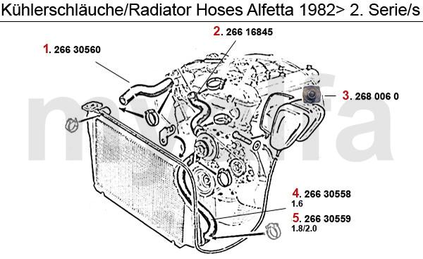 1 26630560 Kühlwasserschlauch oben Alfetta/Giulietta 2.