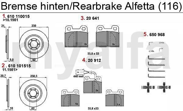 1 61010015 Bremsscheibe HA Alfetta 1.6/1.8/2.0 bj. >10.81,GTV (116) 1.6/1.8/2.0 bj. >10.81 504,46 kr 2 61001515 Bremsscheibe HA Alfetta alle bj. 11.81>,Giulietta alle,gtv (116), alle bj. 11.80>,75 1.