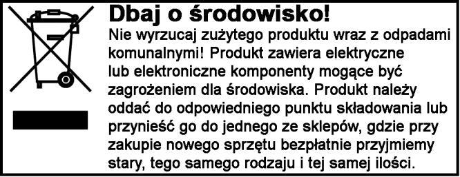 POLSKI KONSERWACJA Uszkodzone diody LED nie podlegają wymianie. Wytrzyj oświetlenie, jeśli uległo zabrudzeniu. NIE wycieraj oświetlenia na mokro.