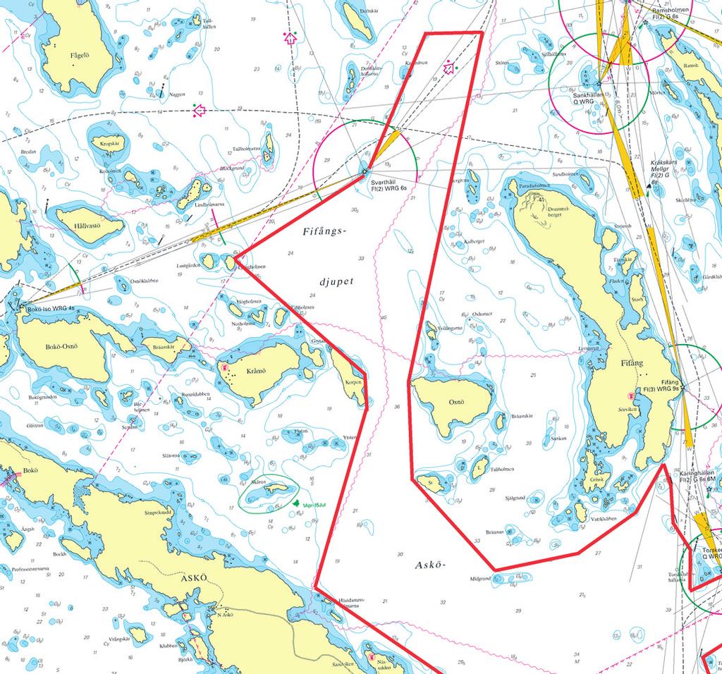 Nr 252 10 Sweden. Northern Baltic. NW Landsort. Asköfjärden. Fifångsdjupet. Depth survey. A new depth survey have been done in the area north of Askö.