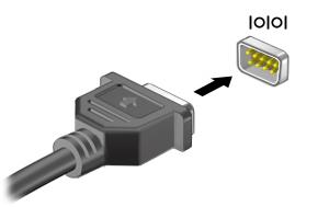 2. Anslut enhetens kabel till datorns seriella port.