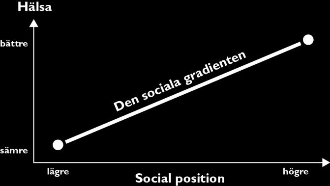 Figur 1. Den sociala gradienten ju högre social status, desto bättre hälsa [6].