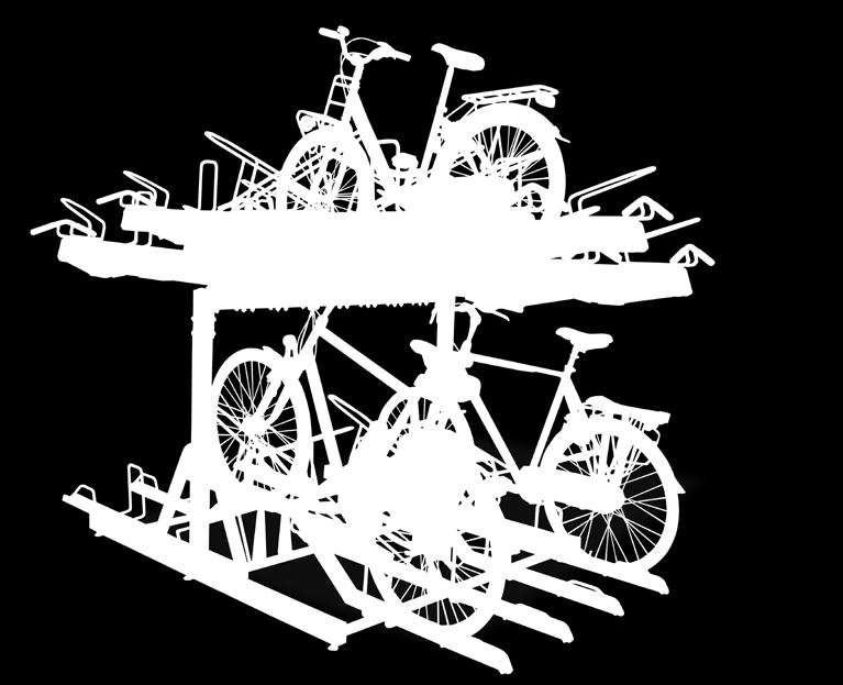 : E0008495 Placera framhjulet på din cykel på stället och rulla på din Til het cykel voorwiel och låt van bakhjulet de fiets op sitta en plaats i den deze bakre hjulhållaren.