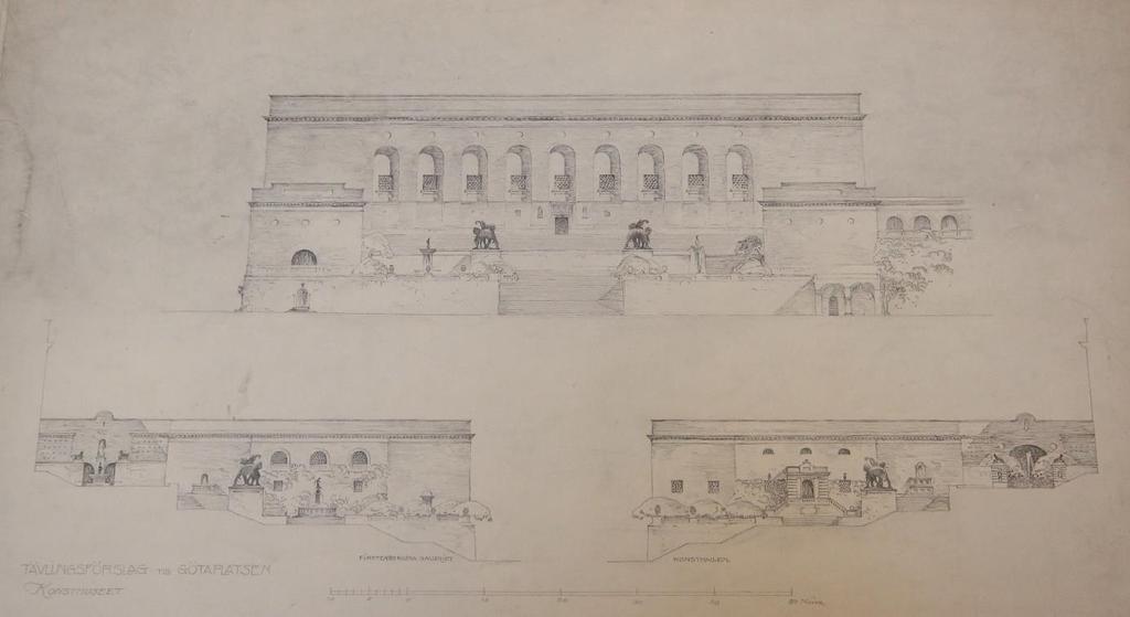 Konsthallen Historik RITNING ÖVER KONSTMUSEET TILLHÖRANDE ARES FÖRSTA TÄVLINGSFÖRSLAG.