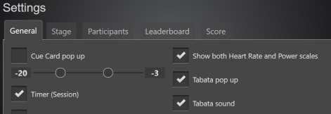 Tabata ljud and pop upp funktioner på deltagarskärmen För Tabata pass har flera nya funktioner (inställningar)