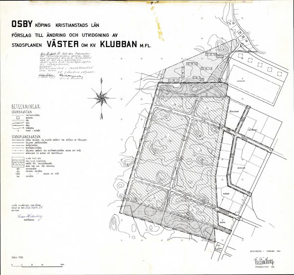 Stadsplanen som gäller för det utpekade området. Platsen där tomtindelningsplanen ska upphävas är markerad med röd ring.