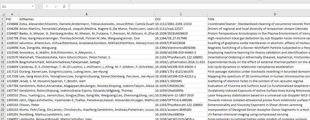 Då ska din import till Excel vara klar, och fälten separerade och