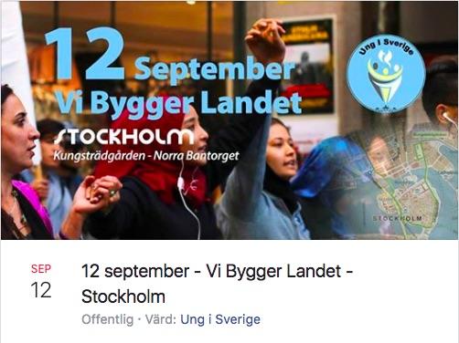 Representativt för denna motiverande inramning var evenemanget Vi bygger Landet som höll på Norra bantorget den 2 och 12 september 2017.