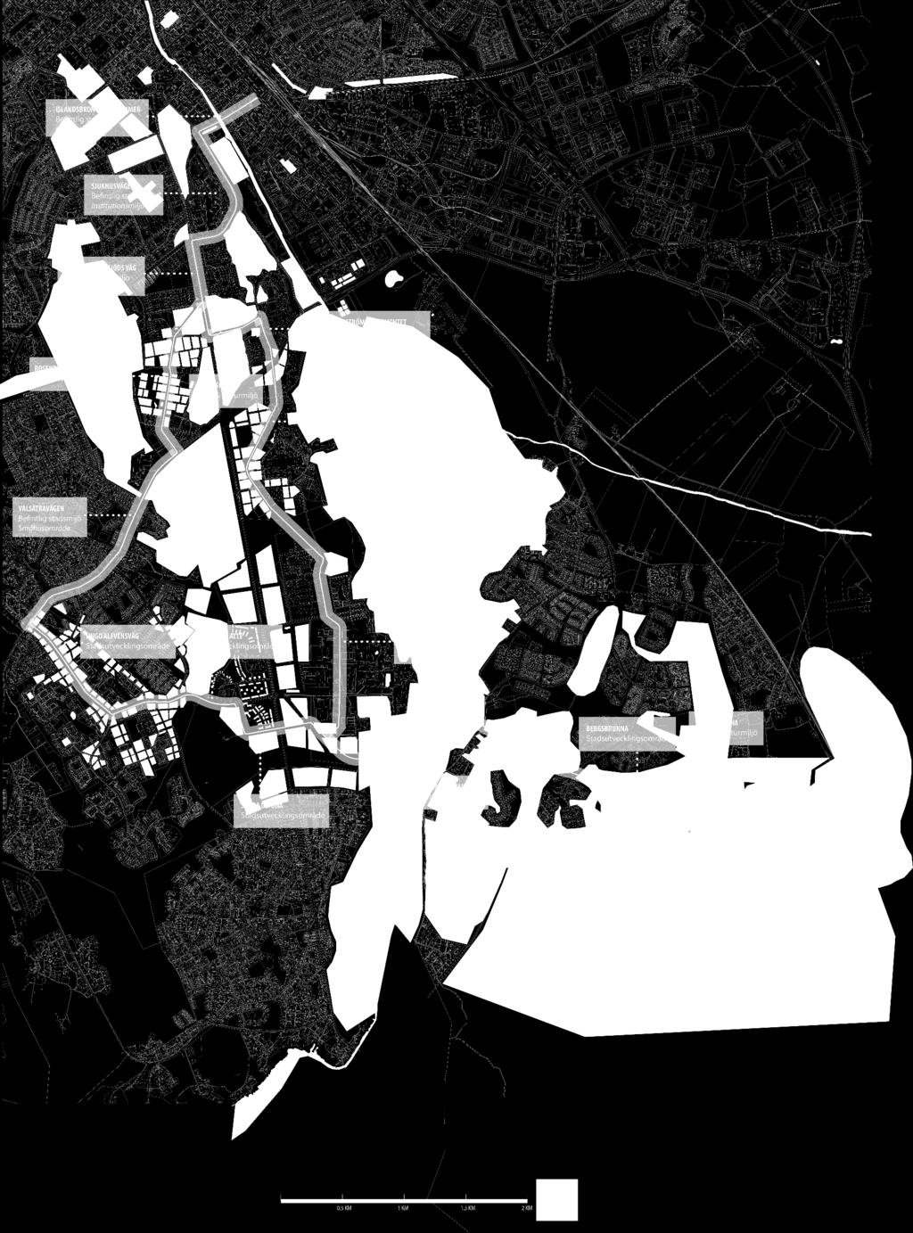 Stadsutvecklingsområde Park- & Naturmiljö Tre karaktärsområden Befintlig stadsmiljö Rutnätsstaden Park- och stadsrum vars kvalitet ska värnas.