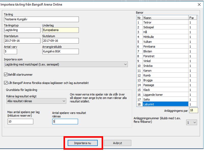 Figure 40 - Importera seriespel lägga till bannamn