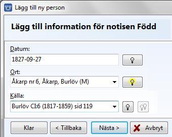 dis.se/orter 2.4 Skriv in källhänvisning Nästa steg är att skriva in varifrån uppgiften kommer, din källa. Den skriver du in i fältet Källa. Det kan vara en originalkälla från något arkiv, t.ex.