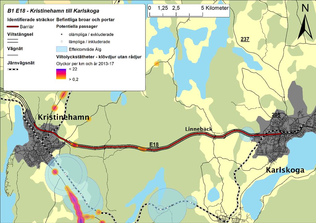 Barriär Kristinehamn till Karlskoga ID Längd Länstillhörighet Vägnummer B1 Ca 20 km Värmland och Örebro E18 Bakgrund Mestadels en 2+1 väg med mitträcke, hastighet 100 km/t.