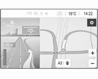 Navigation 45 Visuella instruktioner Visuella instruktioner visas på displayen. Peka på den stora pilhänvisningen på vänster sida av skärmen för att spela upp den senaste röstvägledningsinstruktionen.