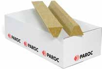 LÅGLUTANDE TAK PAROC ROX 2, Stav brand Hård, brandsäker stav av stenull. Ljudabsorption/värmeisolering och brandisolering i trapetskorrugerad plåt.