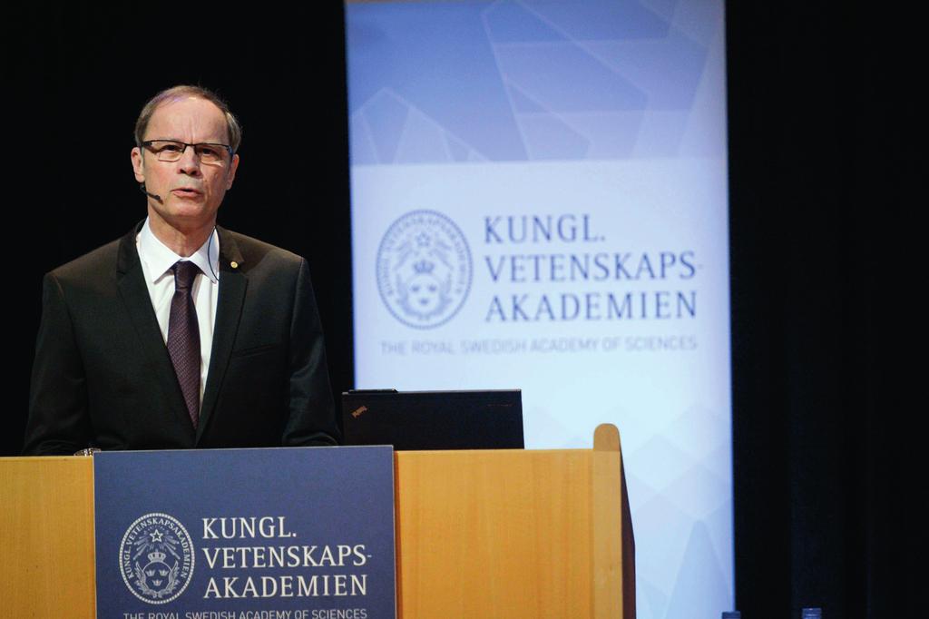 Jean Tirole håller Nobelföreläsning vid Stockholms universitet i december 2014. erar den ena delen illa gäller detsamma sannolikt också för den andra.