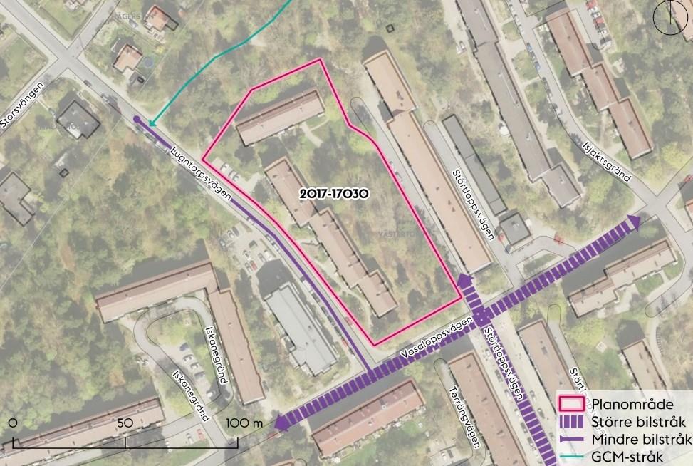 Sida 7 (13) Lugntorpsvägen och en kortare lamell i norr mot parkstråket.