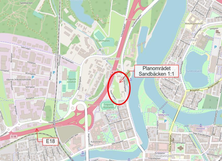 1 Inledning Området Sandbäcken ligger centralt i Karlstad och har tidigare använts i militärt ändamål.