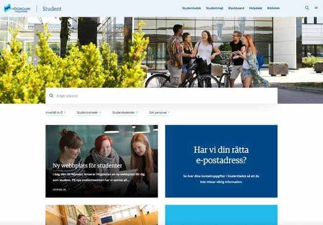 Studentwebben Studentwebbens sidhuvud har i grunden samma design som externwebbens för att tydligt signalera samhörigheten mellan