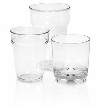 Plastglas Tål ett riktigt party! 1-färgstryck. Allroundglas (till vänster). Passar bra på barnkalas, utflykt eller till drinkbål m. m. Stapelbart. Ölglas Pint (mitten).