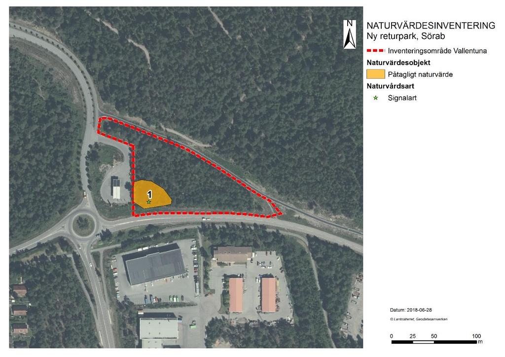 5 Resultat 5.1 Naturvärdesobjekt Under inventeringen har ett naturvärdesobjekt avgränsats, vilken klassades till påtagligt naturvärde, klass 3.