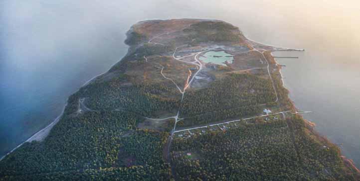 Österklint Underjordisk anläggning, byggnad nr 101 Österklintområdet Fabriksområdet och hamnen Område Skogsgäntan Grinden Egnahemsraden Parkeringen Mark, riktlinjer Flygfoto över Bungenäs från norr.