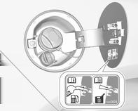 Bilar med feltankningsskydd 9 Varning Försök inte att öppna bränslepåfyllningsrörets lucka manuellt på bilar med feltankningsskydd. Du kan fastna med fingrarna om du gör det.