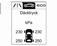 208 Bilvård Tryck på MENU för att välja Inställningar X. Vrid inställningsratten för att välja ringtrycksövervakningssystemet.