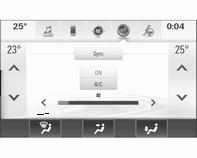 CLIMATE öppnar klimatinställningsmenyn på Infodisplayen Ökning av fläkthastighet ( och minskning ) Klimatreglering ON/OFF eller â Automatikdrift AUTO Manuell innercirkulation n Avfuktning och