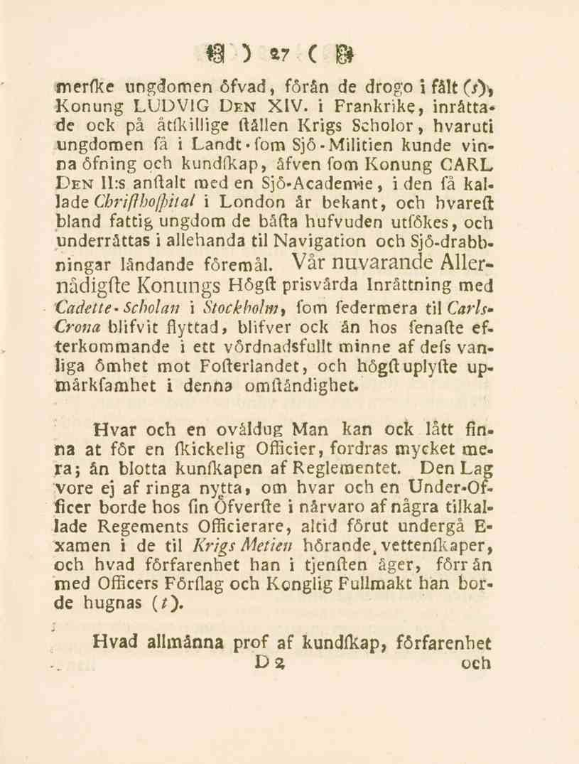 27 merfke ungdomen öfvad, föran de drogo i fält (j), Konung LUDVIG Den XIV.