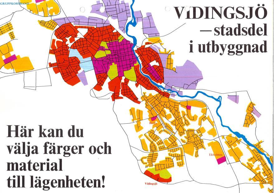 HUR DET BÖRJADE VIDINGSJÖ stadsdel i utbyggnad (Hämtat från broschyren Bofakta 1974) Vidingsjö är beläget i Östra delen av Linköping, ett vackert område med härlig terräng och med naturen alldeles