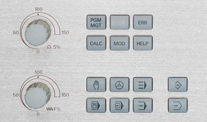 Inriktning Spindelvarvtal S, Matning F och Tilläggsfunktion M 5 Ändra spindelvarvtal och matning Med potentiometrarna för spindelvarvtal S och matning F kan det inställda värdet ändras från 0 % till