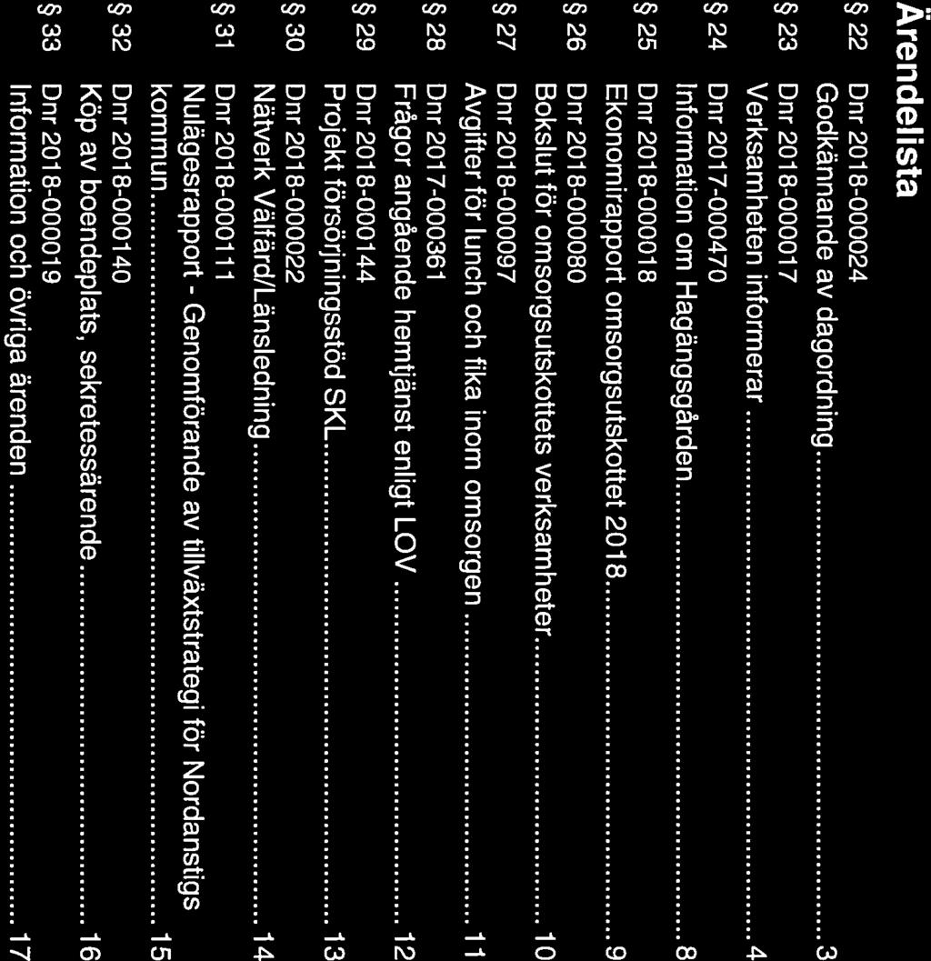 Nordanstigs kommun SAMMANTRÄDESPROTOKOLL 2(17) Ärendelista 22 Dnr 201 8-000024 Godkännande av dagordning 3 23 Dnr 2018-000017 Verksamheten informerar 4 24 Dnr 201 7-000470 Information om
