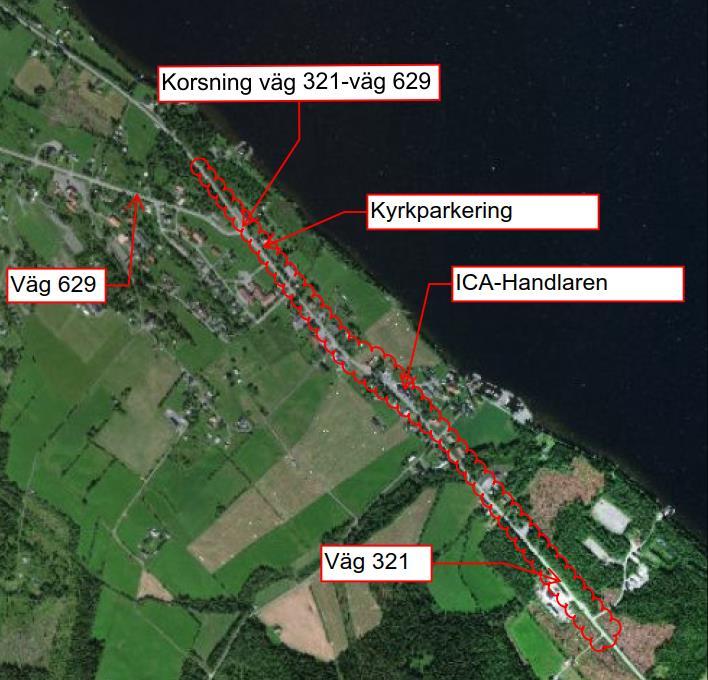 Väg 321 Generellt Problembild I dagsläget så kan det vara svårt att uppfatta att man kommer in i ett samhälle mer än att hastigheten sänks till 50 km/h.