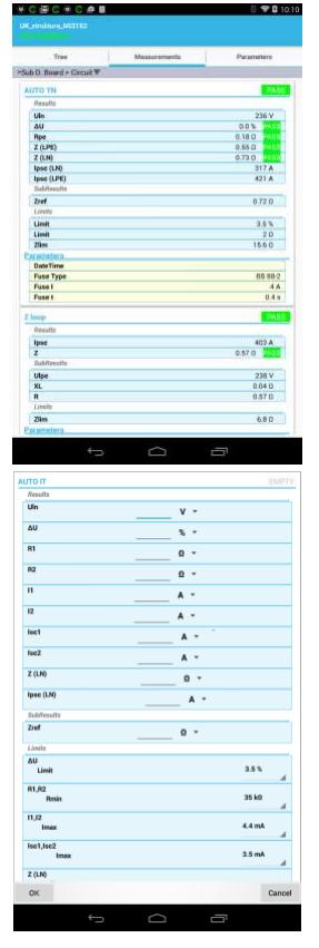 Metrel A 1522 amesm Android 4 4.2 Mätvyn I mätvyn kan instrumentmätningsresultat och parametrar kontrolleras.