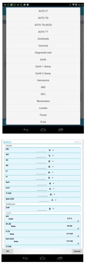 Metrel A 1522 amesm Android 8 4.6.3 Lägga till mätningar Genom att välja "Add measurement", kan olika mätningar läggas till strukturelement.