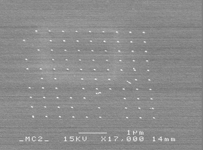 CHAPTER 4. CARBON NANOFIBER FABRICATION Figure 4.1: Ni dots on Mo after heating the substrate.