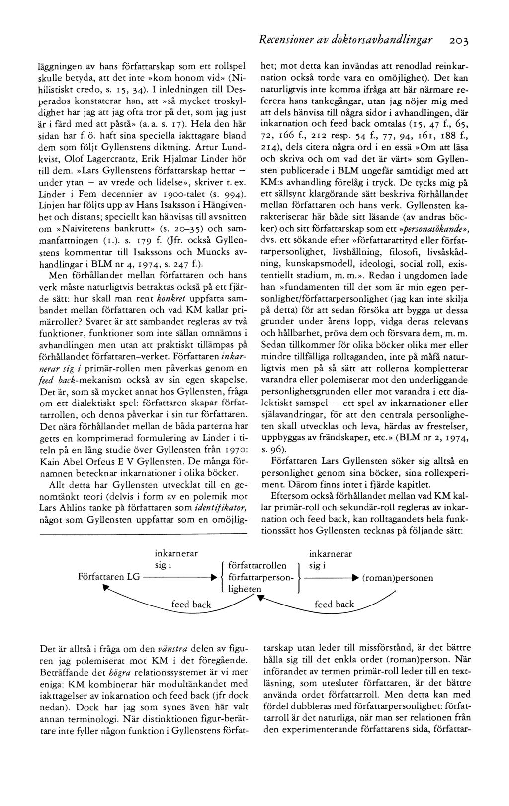 Recensioner av doktorsavhandlingar 203 läggningen av hans författarskap som ett rollspel skulle betyda, att det inte»kom honom vid» (N i hilistiskt credo, s. 15, 34).