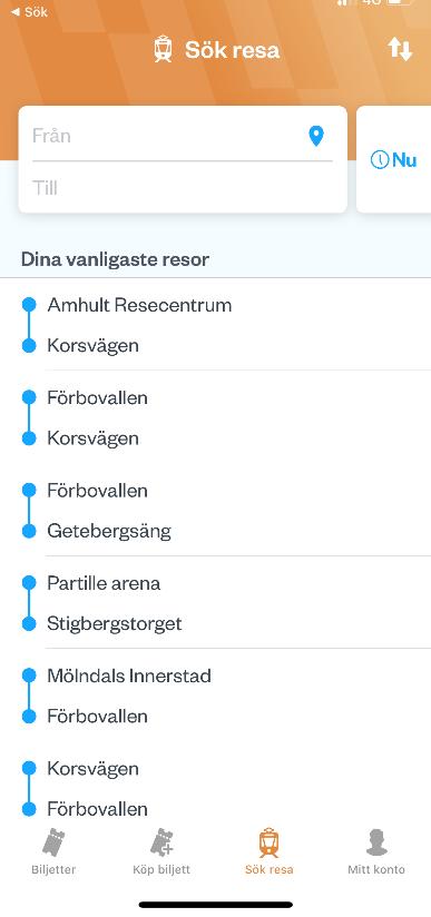 Västtrafiks app To go Enkelbiljetter Smidigt för dig som reser då och då Du ser hur många minuter det är kvar på