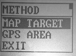 MAP TARGET STEG FÖR STEG 1. Tryck ON för att starta GEO instrumentet. 2. Välj meny MAP TARGET/MAP TARGET från huvudmenyn och tryck på ON knappen. 3.