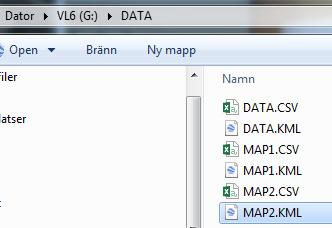 Måldata hittas i filen MAPXXXX.CSV (csv fil) samt i MAPXXX.