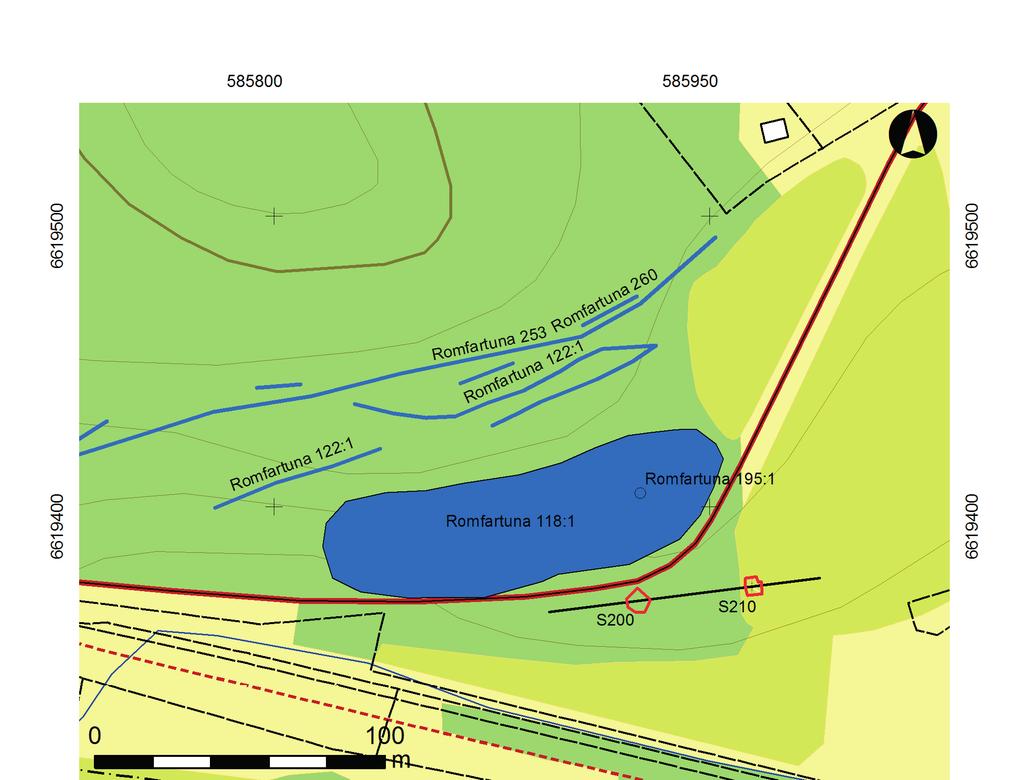 Schaktningar invid gropkeramisk boplats Figur 4. Plan över de två schakten.