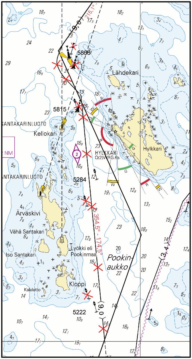 8 A 2. Väylän keskilinja Farledens mittlinje Fairway centre line WGS 84 1) 60 40.6142 N 21 07.1893 E 2) 60 41.9788 21 08.0717 3) 60 42.5589 21 08.