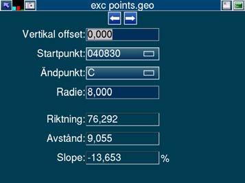 Slope: Baslinjens beräknade lutning. Referens: Diffmodell V: Beräkning sker vid vänster skopkant.