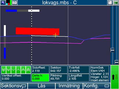 Exempelvis kan man läsa in en befintlig ledning med profil som hjälplinje. 10. Knapp:GPS-knappen visar status för GPSen. Den är grön om allt är OK. Tryck på knappen för att se status. Se Kap 3. 11.