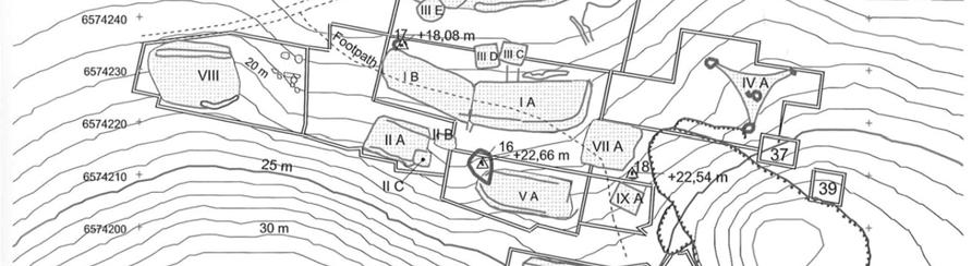 En tydligare redovisad tolkning av husen på terrass III är att det funnits två stora treskeppiga hus med längd på 28 m respektive 37 m ha funnits - hus 3A, 3B.